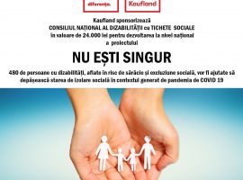 KAUFLAND sponsorizează CONSILIUL NAȚIONAL al DIZABILITĂȚII cu 24.000 lei, pentru dezvoltarea proiectului social „Nu ești singur” la nivel național
